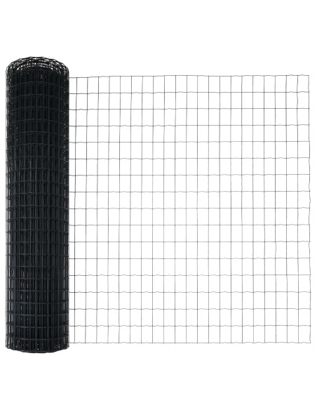 Recinzione con Posto Grigio 1,4 x 10 m Acciaio e PVC