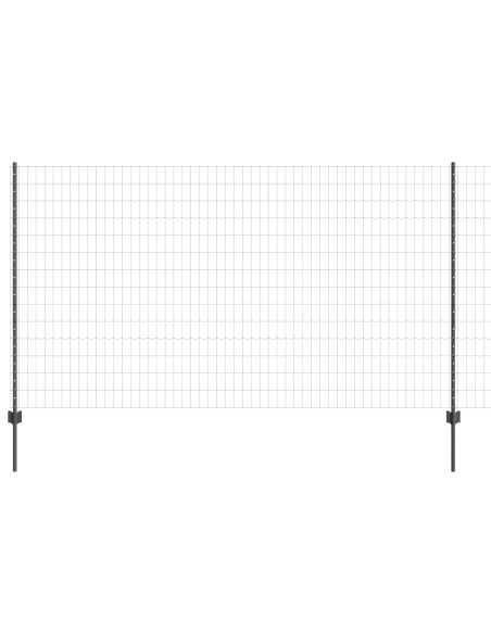 Recinzione con Posto Grigio 1,4 x 10 m Acciaio e PVC
