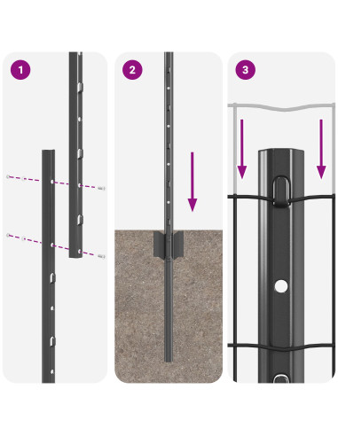 Recinzione con Posto Grigio 1 x 25 m Acciaio e PVC