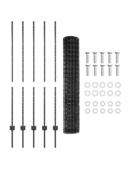 Recinzione con Posto Grigio 1,4 x 10 m Acciaio e PVC