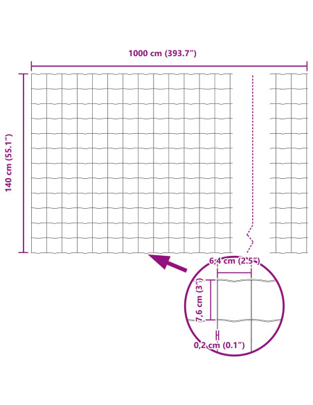 Recinzione con Posto Grigio 1,4 x 10 m Acciaio e PVC