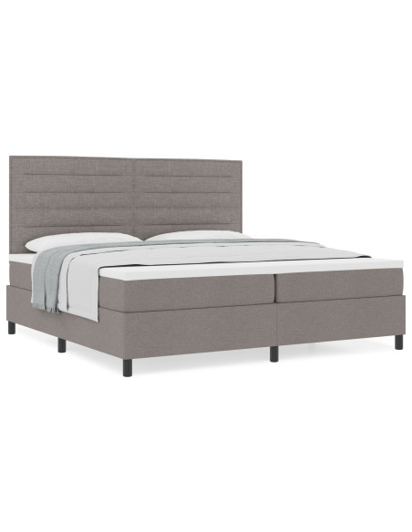 Letto con Rete a Molla Tortora e Materasso 200x200 cm Tessuto