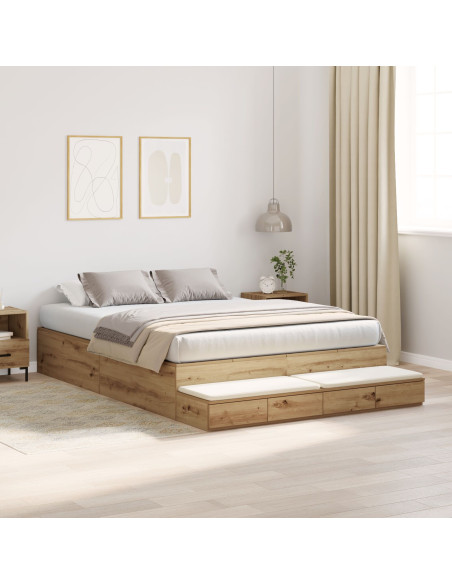 Struttura letto con contenitore  Rovere artisanale