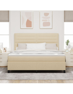 Letto a molle con materasso con led Crema 180 x 200 cm Tessuto 2