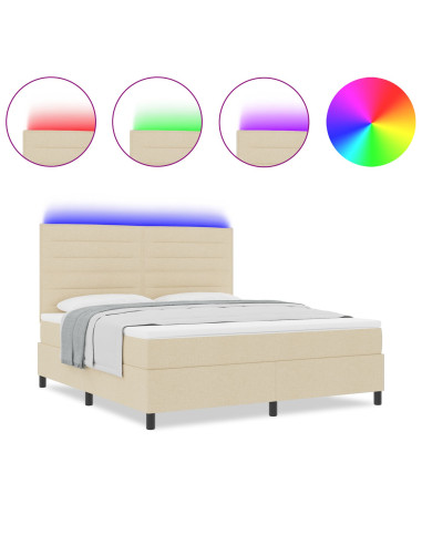 Letto a molle con materasso con led Crema 180 x 200 cm Tessuto
