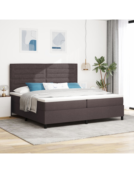 Letto a Molla con Materasso & LED Marrone Scuro 200x200 cm Tessuto