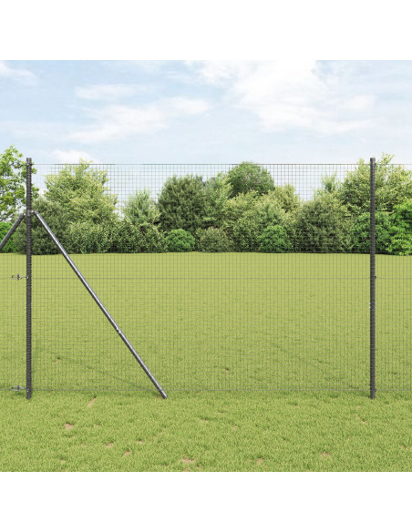 Recinzione in Filo Saldato  con 13 Pali Grigio 1,5x25 m Acciaio