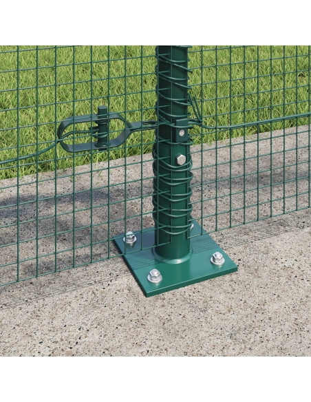 Recinzione in Rete Saldato  con 13 Posti Flangiati Verde 1x100 m Acciaio
