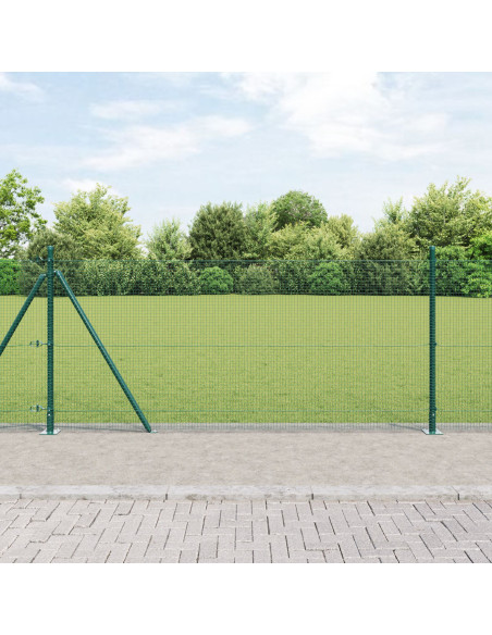 Recinzione in Rete Saldato  con 13 Posti Flangiati Verde 1x100 m Acciaio