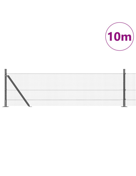 Recinzione in Rete Saldata  con 7 Pali con Flange Grigia 0.4x10 m Acciaio