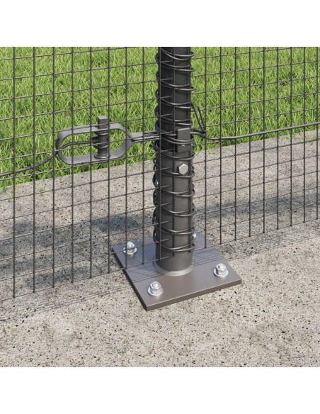 Recinzione in Rete Saldata  con 7 Pali con Flange Grigia 0.4x10 m Acciaio