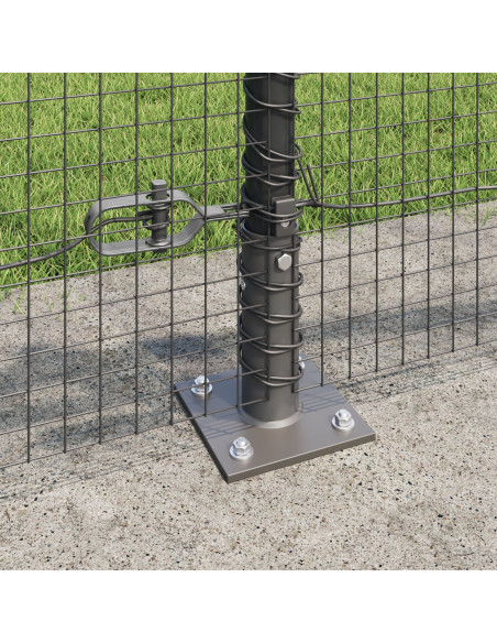 Recinzione in Rete Saldato  con 7 Poste Flangiate Grigie 0.6x10 m in Acciaio