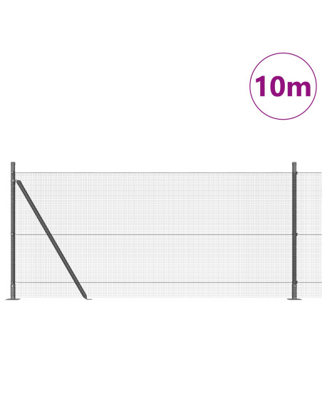 Recinzione in rete saldata  con 7 pali flangiati grigia 0.8x10 m in acciaio