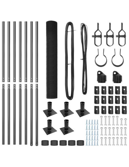 Set di Pali da Recinzione Grigi Set di 2 Grigio Metallo, PVC