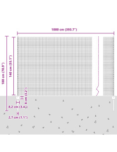 Recinzione con Posto Argento 1,4 x 10 m Acciaio 2