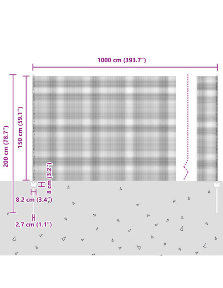Recinzione con Posto Argento 1,5 x 10 m Acciaio