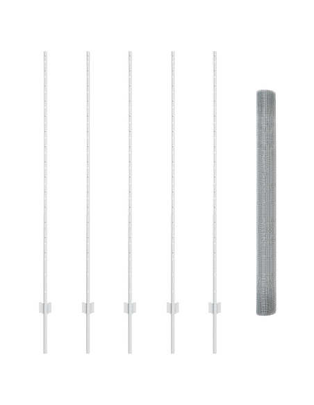 Recinzione in Filo Saldato  con 10 U Post Argento 1.6x10 m Acciaio
