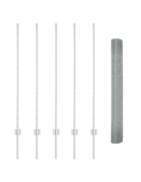 Recinzione in filo saldato  con 10 U posts Argento 1.2x10 m Acciaio