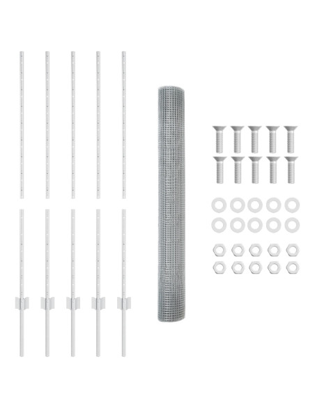 Recinzione in filo saldato  con 10 U posts Argento 1.2x10 m Acciaio