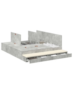Struttura letto con contenitore Grigio cemento 180 cm 2