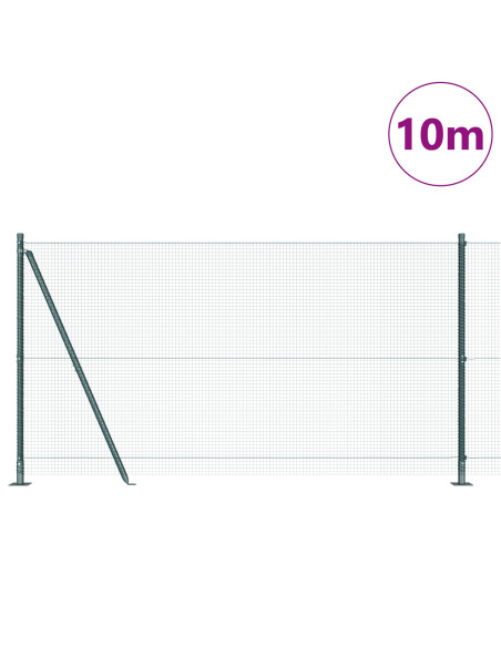 Recinzione in rete saldata  con 7 pali flangiati Verde 1.2x10 m Acciaio
