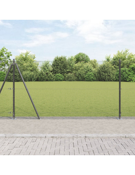 Recinzione in Rete Saldato  con 7 Posti Flangiati Grigio 1.2x10 m Acciaio