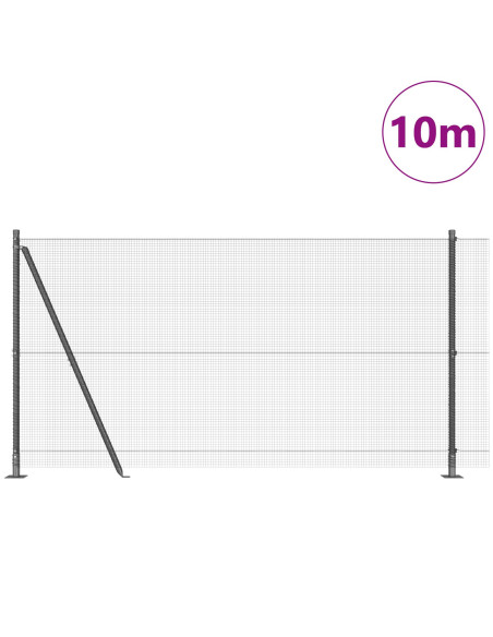 Recinzione in Rete Saldato  con 7 Posti Flangiati Grigio 1.2x10 m Acciaio