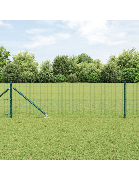 Recinzione in Rete Saldata  con 13 Pali a Picchetto Verde 0.4x25 m Acciaio