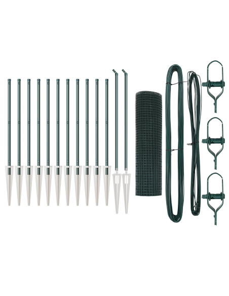 Set di Pali di Recinzione  Set di 2 Verde Metallo 25 x 0.5 m