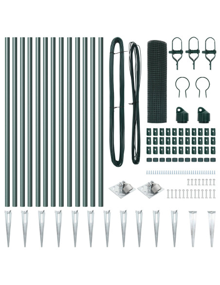 Set di Pali di Recinzione  Set di 2 Verde Metallo 25 x 0.5 m
