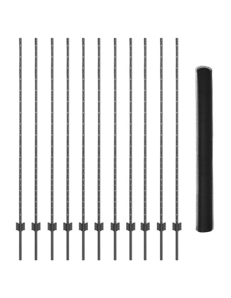 Pali Finestra  22 pz U-Channel Grigio 160 cm Acciaio, Recinzione Esagonale  Grigia 1.6x25 m Acciaio