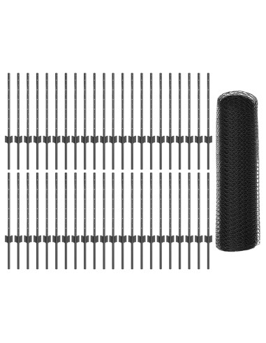 Recinzione con Posto Grigio 0,5 x 100 m Acciaio e PVC