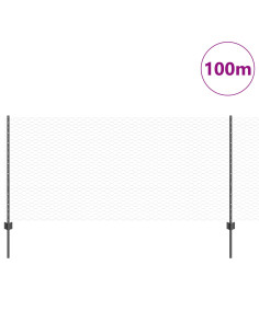 Recinzione con Posto Grigio 1 x 100 m Acciaio e PVC 2