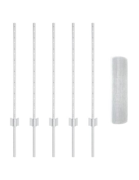 Recinzione in Filo Saldato  con 5 Pali a U Argento 0.8x10 m Acciaio