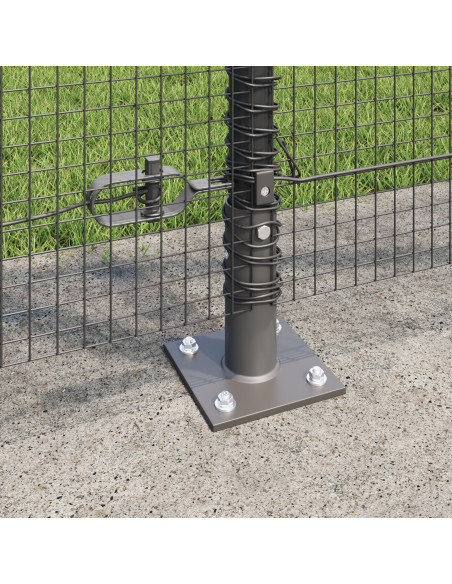 Recinzione in Filo Saldato  con 7 Pali Flangiati Grigia 1.2x10 m Acciaio