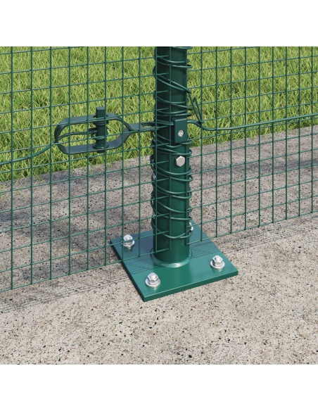 Recinzione in Rete Saldata  con 13 Pali Flangiati Verde 1.6x25 m Acciaio