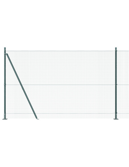 Recinzione in Rete Saldata  con 13 Pali Flangiati Verde 1.6x25 m Acciaio