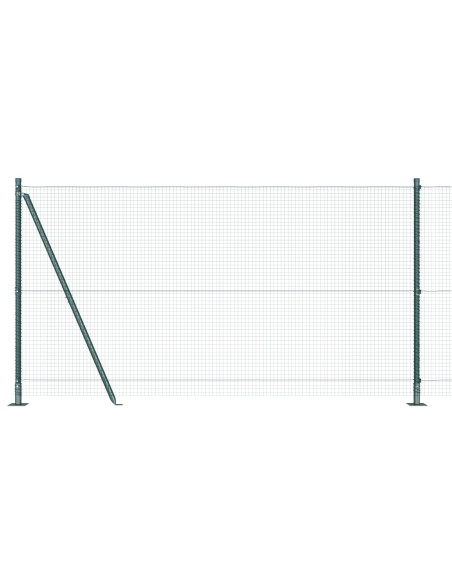 Recinzione in Filo Saldato  con 13 Poste Flangiate Verde 1,2x50 m in Acciaio
