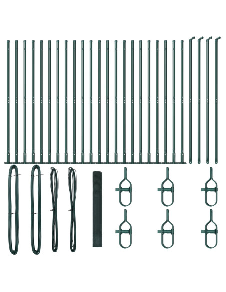 Recinto a Filo Saldato  con 13 Pali Flangiati Verde 1.2x50 m Acciaio