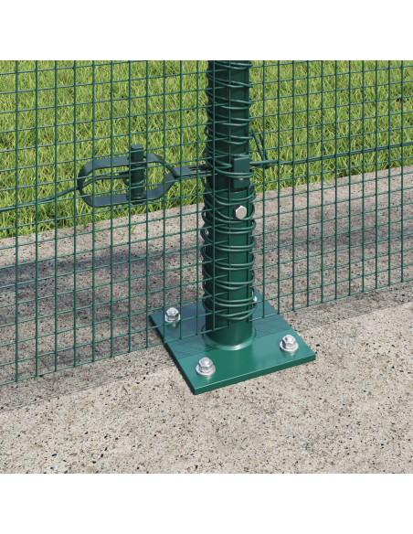Recinzione in Filo Saldato con 13 Pali Flangiati Verde 0.8x100 m Acciaio