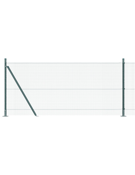 Recinzione in Rete Saldato  con 13 Pali Flangiati Verde 0.8x100 m Acciaio