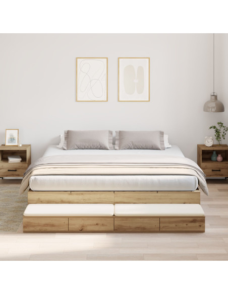 Struttura Letto  Rovere Artigianale Legno Massello 200 x 180 cm