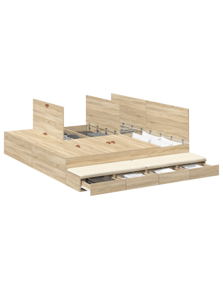Struttura letto con contenitore  Marrone Legno ingegnerizzato