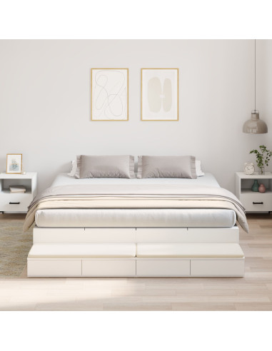 Struttura letto con contenitore Bianco 180 cm Legno multistrato