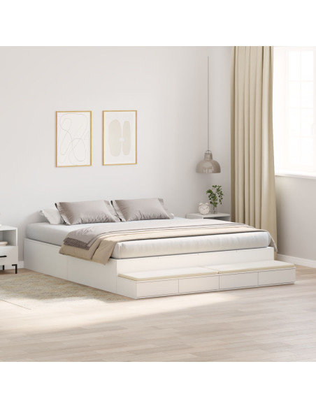 Struttura letto con contenitore Bianco 180 cm Legno multistrato