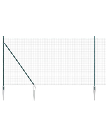 Recinzione in Filo Saldato con 7 Picchetti Verdi 1.4x10 m in Acciaio