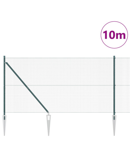 Recinzione in Rete Saldato  con 7 Picchetti Verde 1.2x10 m Acciaio