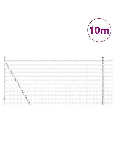Recinzione in filo saldato  con 7 pali flangiati 0.8x10 m in acciaio zincato