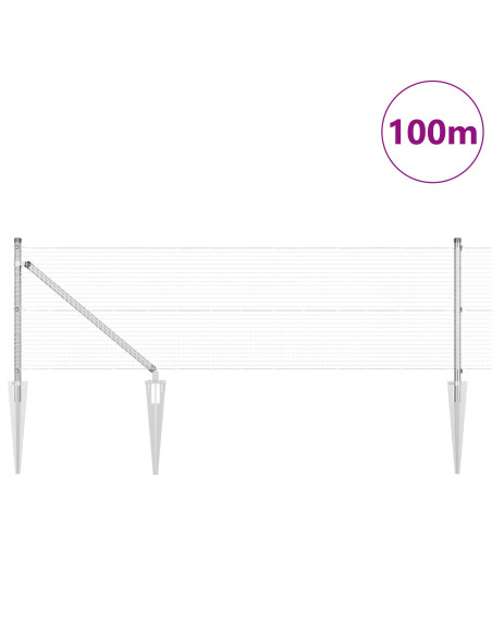 Recinzione in filo saldato  con 13 pali a picchetto 0.6x100 m in acciaio galvanizzato