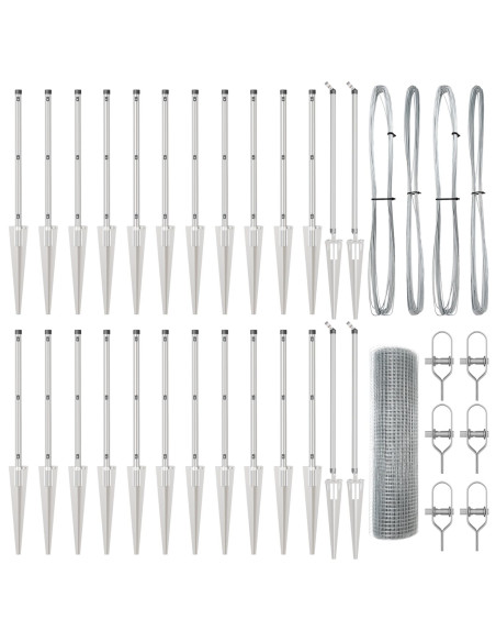 Recinzione in Rete Saldato  con 13 Picchetti 1x50 m Acciaio Galvanizzato
